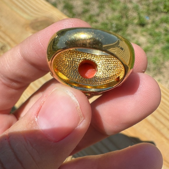 Vintage 14k fp gold coral moghul style cocktail ring size 7 - Picture 2 of 7